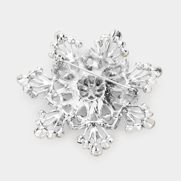 Silver Brooch Flower Crystal Pin Bubble Stone Rhinestones Bling Accessory - Picture 2 of 3